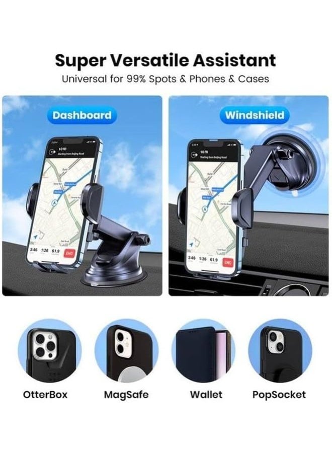 ADMOS AM301 2 in 1 Multi Stand Car Mobile Holder | Dashboard Windshield AC Vent Mount | Strong Suction Cup Phone Holder | Adjustable Arm | 360° Rotating Universal Smartphone Stand for Car - Image 3